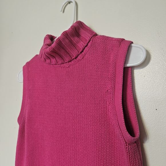 Vtg Sleeveless Turtleneck Sweater Womens M Pink 90s Preppy Boho Y2K Barbie Retro - Picture 4 of 9